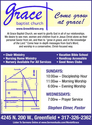 Come Grow At Grace Grace Baptist Church Greenfield In