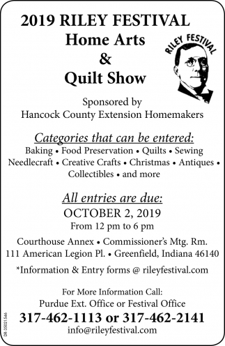 Home Arts & Quilt Show, 2019 Riley Festival