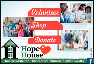 Volunteer, Shop, Donate, Hope House Thrift Store, Greenfield, IN