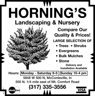 Compare Our Quality And Prices Horning S Landscaping Nursery